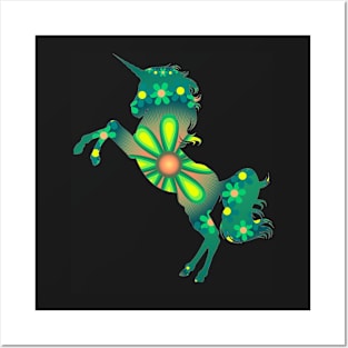 Green Nature Unicorn flowers Posters and Art